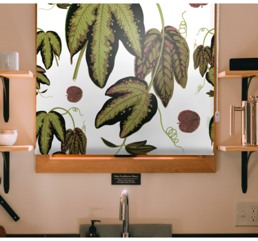 Green vintage maranta Flower roller blind - TenStickers