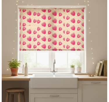 Hearts pattern kitchen blind - TenStickers