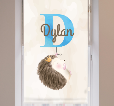 Hedgehog with initial and name childrens blind - TenStickers