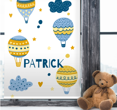 Scandinavian air balloons with name childrens blind - TenStickers