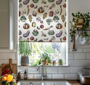 Ingredients pattern retro style kitchen blind - TenStickers