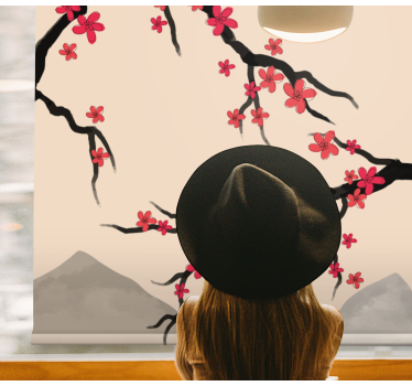 Ink cherry blossom Flower roller blind - TenStickers