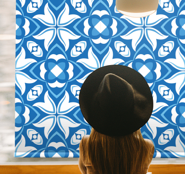 Intricate Blue Motif texture and pattern blind - TenStickers