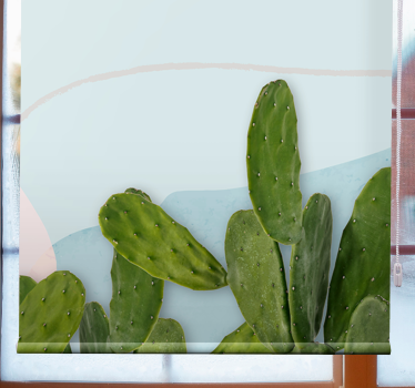 "Kawaii" Style shapes with cactus Blind art - TenStickers