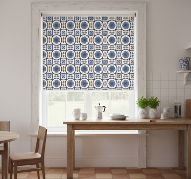 Kitchen blind blue flower portuguese tile - TenStickers