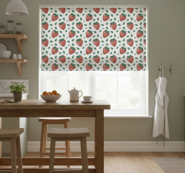 Kitchen blind bright juicy strawberries green leaves - TenStickers