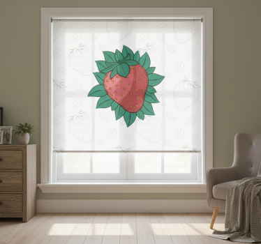 Kitchen blind bright juicy strawberries green leaves - TenStickers