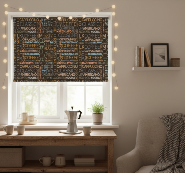 Kitchen blind coffee text pattern - TenStickers