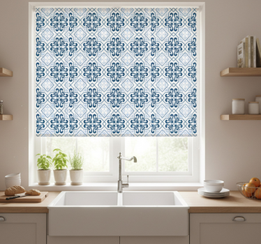Kitchen blind featuring typical blue portuguese tile - TenStickers