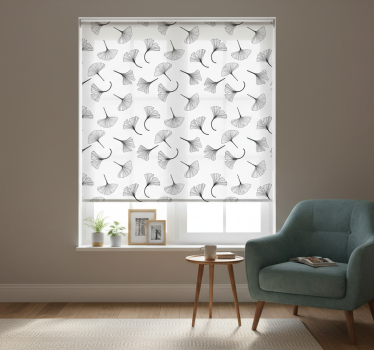 Kitchen blind ginkgo leaves black pattern - TenStickers