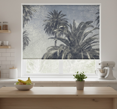 Kitchen blind gray drawn palm trees - TenStickers