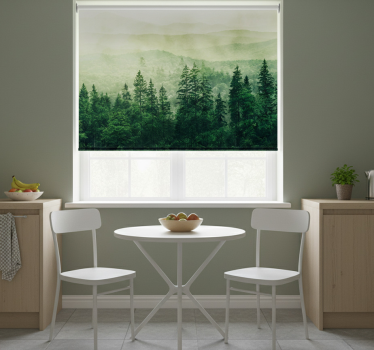 Kitchen blind green forest hill treetops - TenStickers