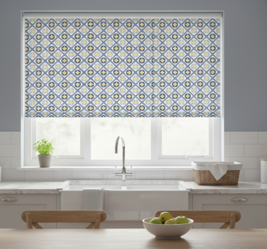 Kitchen blind in baby blue and yellow tile - TenStickers