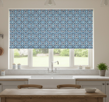 Kitchen blind in baby blue round portuguese tile - TenStickers