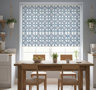 Kitchen blind in blue and red portuguese tile - TenStickers