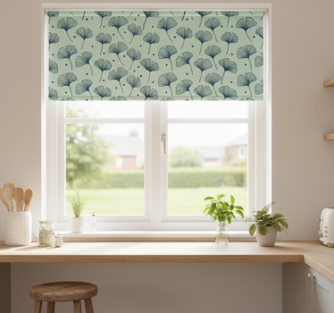 Kitchen blind in blue floral wallpaper design - TenStickers