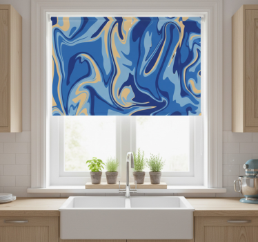 Kitchen blind in blue golden marble design - TenStickers