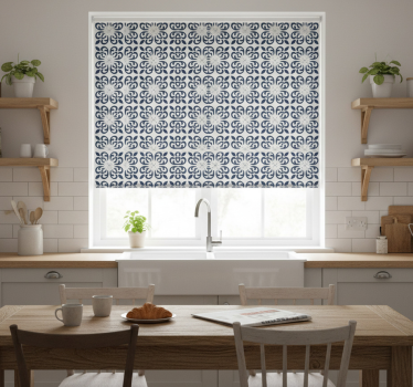 Kitchen blind in dark blue clover portuguese tile - TenStickers