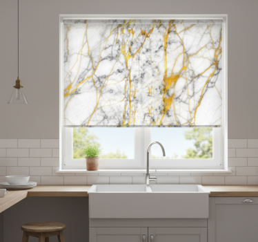 Kitchen blind in elegant gray and gold marble - TenStickers