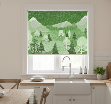 Kitchen blind in green vintage forest design - TenStickers