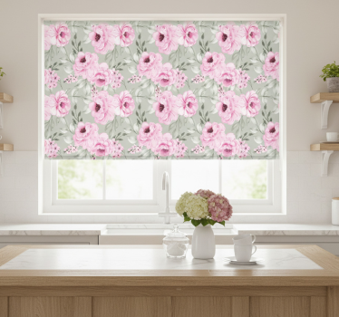 Kitchen blind in pastel color peonies - TenStickers