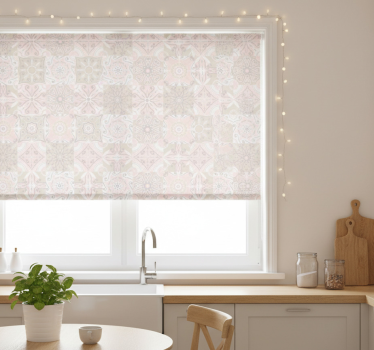 Kitchen blind in pink and grey tile design - TenStickers