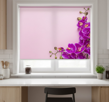 Kitchen blind in pink background with orchid - TenStickers