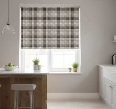 Kitchen blind in traditional scottish grey tartan - TenStickers