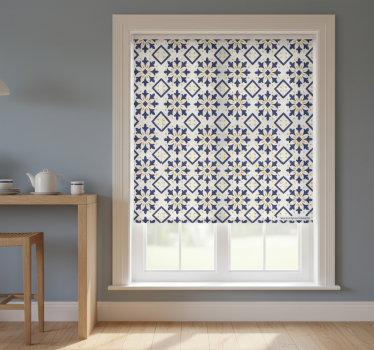 Kitchen blind in vibrant yellow and blue tile design - TenStickers