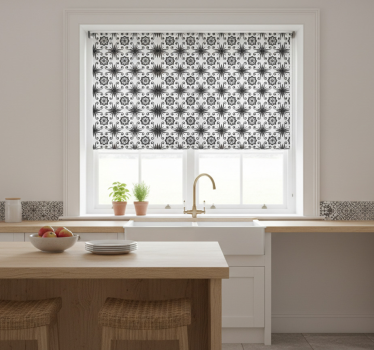 Kitchen blind in vintage black tile design - TenStickers
