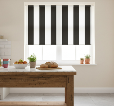 Kitchen blind in white and black stripes - TenStickers