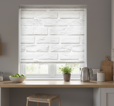 Kitchen blind in white stone brick design - TenStickers