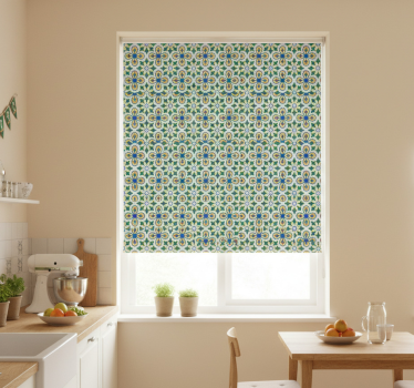 Kitchen blind in yellow and blue portuguese tile - TenStickers