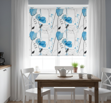 Kitchen blind meadow poppy flowers scandinavian style - TenStickers