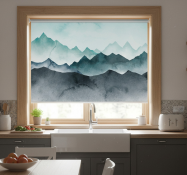 Kitchen blind painted blue mountains - TenStickers