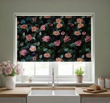 Kitchen blind pink coral roses design - TenStickers