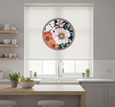 Kitchen blind puppy flowers in circle - TenStickers