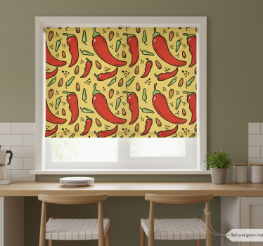 Kitchen blind red and green hot chili design - TenStickers