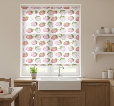Kitchen blind seamless pink and red strawberries - TenStickers