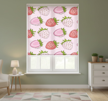 Kitchen blind seamless pink and red strawberries - TenStickers