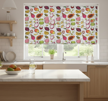 Kitchen blind sketch of colorful exotic fruits - TenStickers