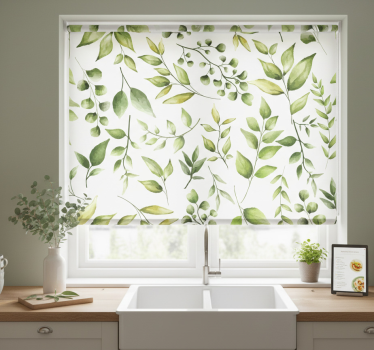 Kitchen blind watercolor eucalyptus leaves - TenStickers