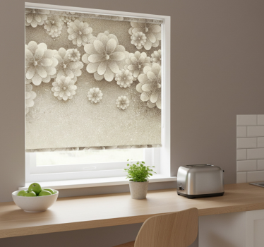 Kitchen blind with 3d floral grey design - TenStickers