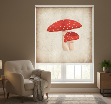 Kitchen blind with amanita mushroom illustration - TenStickers