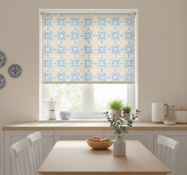Kitchen blind with blue lines portuguese tile pattern - TenStickers