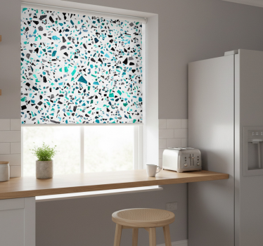 Kitchen blind with blue terrazzo design - TenStickers