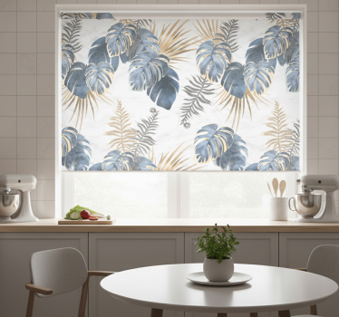 Kitchen blind with blue tropical plants on white - TenStickers
