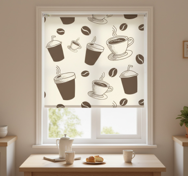 Kitchen blind with coffee cup patterns - TenStickers