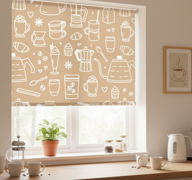 Kitchen blind with coffee cups and glasses pattern - TenStickers