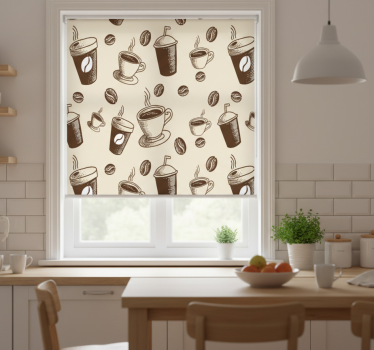 Kitchen blind with coffee motif design - TenStickers